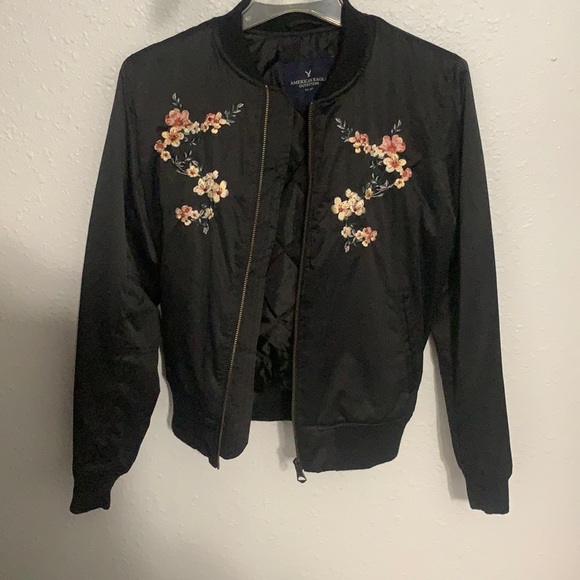 American Eagle Outfitters Jackets & Blazers - American Eagle Flower Bomber Jacket